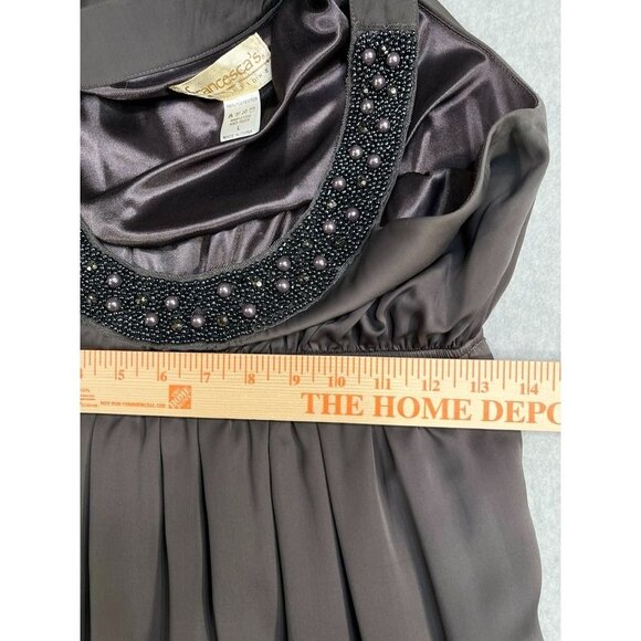 Francesca's Collection Dark Grey Sleeveless Dress Beaded Neckline Size L large - Picture 7 of 10